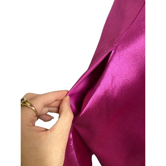 Speechless Womens Fuchsia Satin Fit Flare Mini Dress With Double Straps Size 5 - Picture 8 of 11